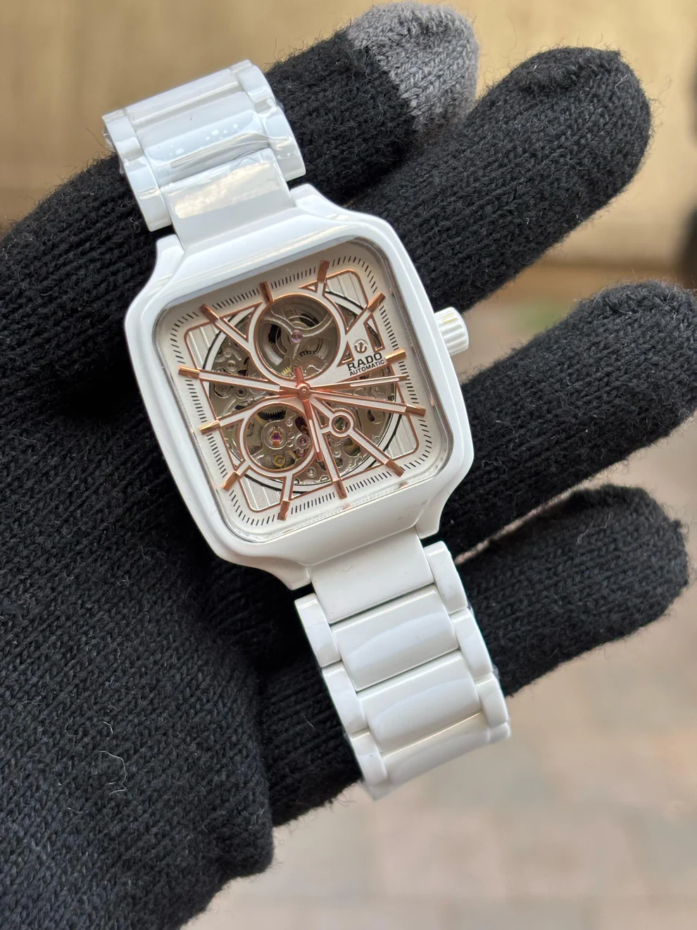 Rado White Dial Ceramic Automatic Open Heart Watch For Men's - Image 3