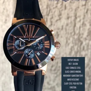 Ulysse Nardin Black Dial Analog Quartz Chronograph Chain Metal Round Men Watch