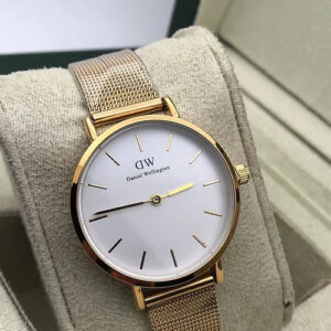 Daniel Wellington Golden And White Dial Analog Quartz Chain Metal Watch